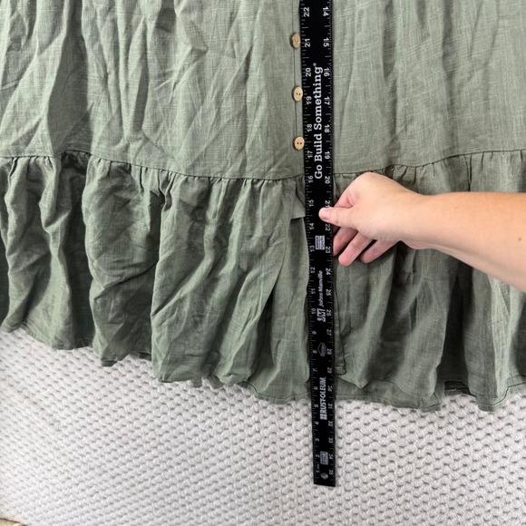 YOU + ALL Skirt Womens Green Boho Midi Tiered Button Front Plus Size US 20 EU 52 - Picture 3 of 7